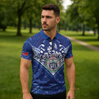 Toa Samoa Rugby Custom Zipper Polo Shirt Samoan Pride With Tribal Pattern - Polynesian Pride