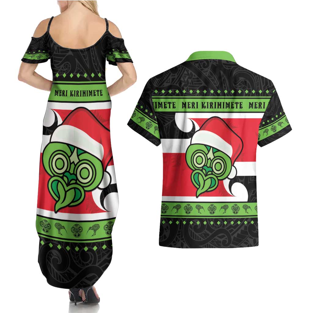 New Zealand Funny Christmas Couples Matching Summer Maxi Dress and Hawaiian Shirt Maori Tiki LT05 - Polynesian Pride