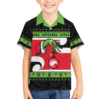 New Zealand Funny Christmas Family Matching Long Sleeve Bodycon Dress and Hawaiian Shirt Maori Tiki LT05 Son's Shirt Black - Polynesian Pride