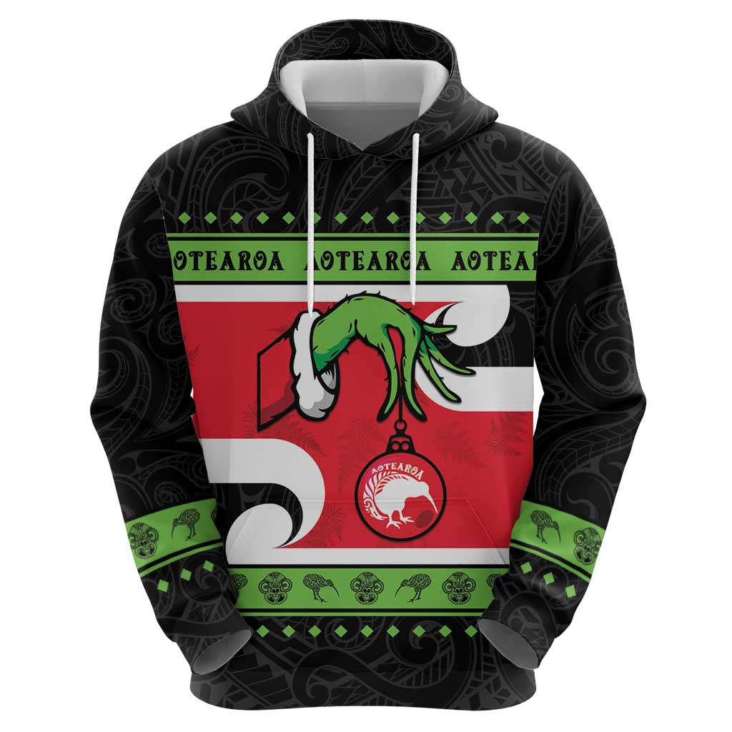 New Zealand Funny Christmas Zip Hoodie Maori Tiki