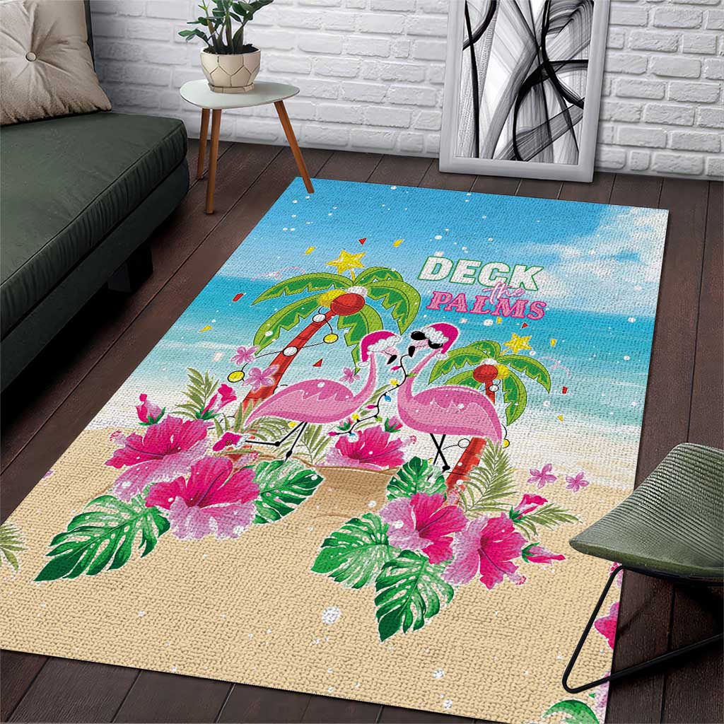 Hawaii Christmas Area Rug Deck The Palms Holiday Flamingos