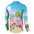 Hawaii Christmas Button Sweatshirt Deck The Palms Holiday Flamingos