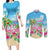 Hawaii Christmas Couples Matching Long Sleeve Bodycon Dress and Long Sleeve Button Shirt Deck The Palms Holiday Flamingos