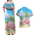 Hawaii Christmas Couples Matching Off Shoulder Maxi Dress and Hawaiian Shirt Deck The Palms Holiday Flamingos