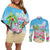 Hawaii Christmas Couples Matching Off Shoulder Short Dress and Long Sleeve Button Shirt Deck The Palms Holiday Flamingos