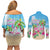 Hawaii Christmas Couples Matching Off Shoulder Short Dress and Long Sleeve Button Shirt Deck The Palms Holiday Flamingos