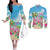 Hawaii Christmas Couples Matching Off The Shoulder Long Sleeve Dress and Long Sleeve Button Shirt Deck The Palms Holiday Flamingos