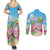 Hawaii Christmas Couples Matching Summer Maxi Dress and Long Sleeve Button Shirt Deck The Palms Holiday Flamingos