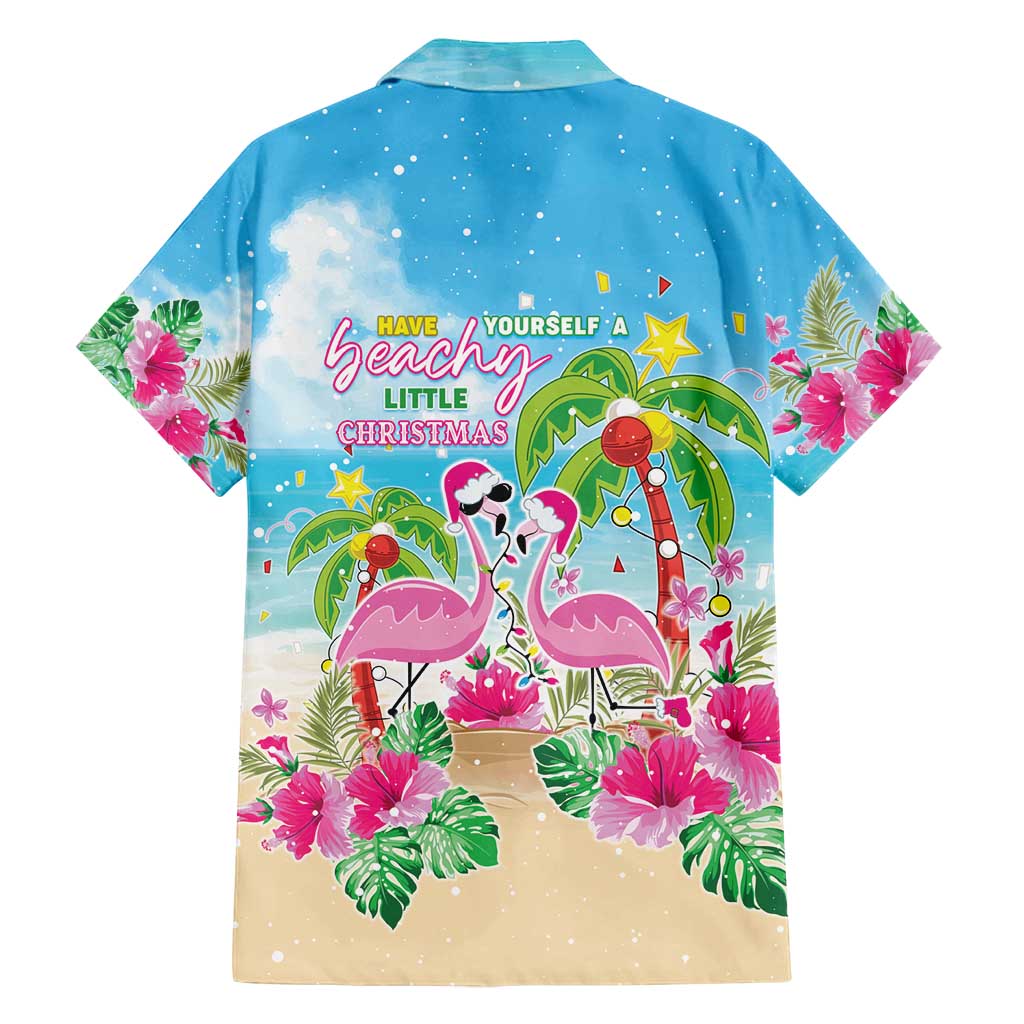Hawaii Christmas Family Matching Long Sleeve Bodycon Dress and Hawaiian Shirt Deck The Palms Holiday Flamingos LT05 - Polynesian Pride