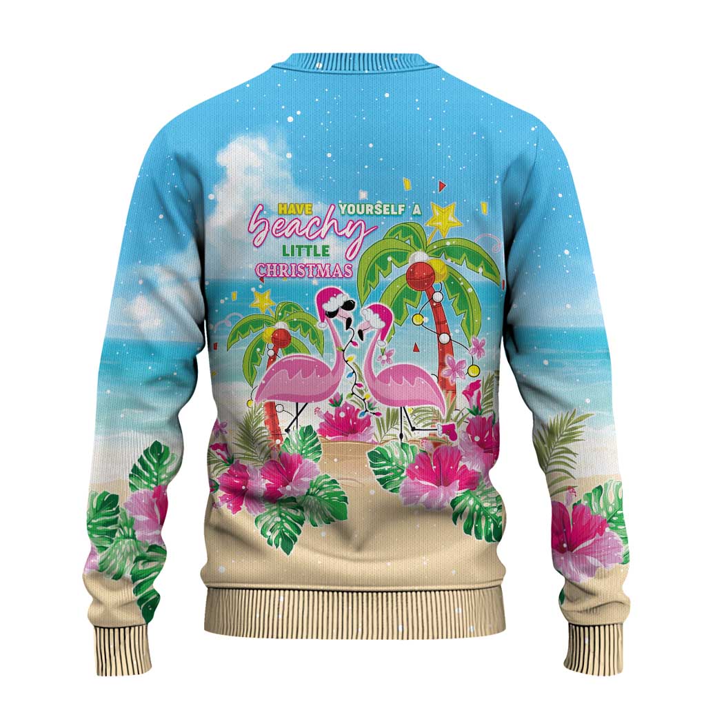 Hawaii Christmas Ugly Christmas Sweater Deck The Palms Holiday Flamingos
