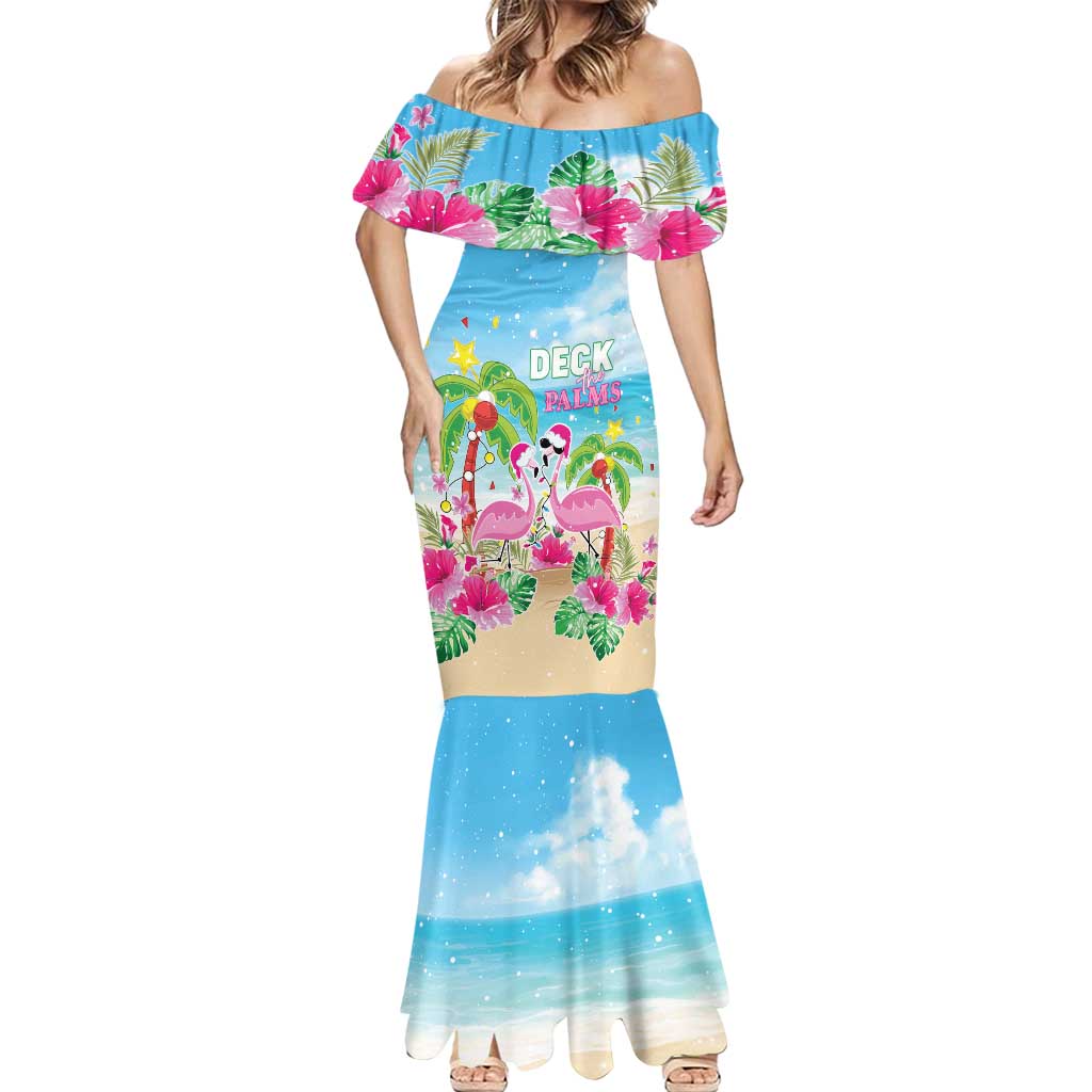 Hawaii Christmas Mermaid Dress Deck The Palms Holiday Flamingos