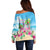 Hawaii Christmas Off Shoulder Sweater Deck The Palms Holiday Flamingos