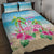 Hawaii Christmas Quilt Bed Set Deck The Palms Holiday Flamingos