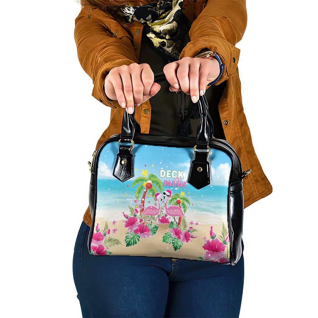 Hawaii Christmas Shoulder Handbag Deck The Palms Holiday Flamingos