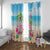 Hawaii Christmas Window Curtain Deck The Palms Holiday Flamingos