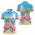 Hawaii Christmas Women Polo Shirt Deck The Palms Holiday Flamingos