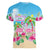 Hawaii Christmas Women V-Neck T-Shirt Deck The Palms Holiday Flamingos