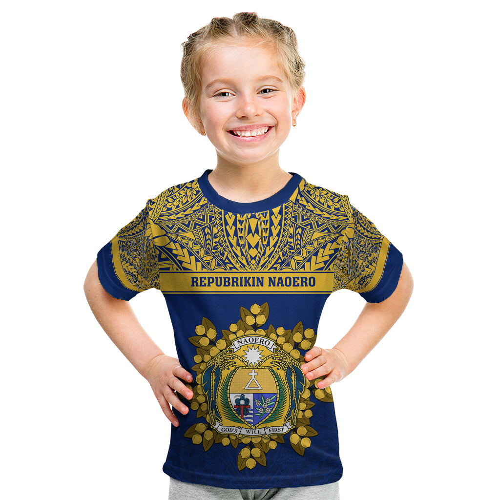 Personalised Repubrikin Naoero Independence Day Kid T Shirt Tamanu With Coat Of Arms LT05 Yellow - Polynesian Pride