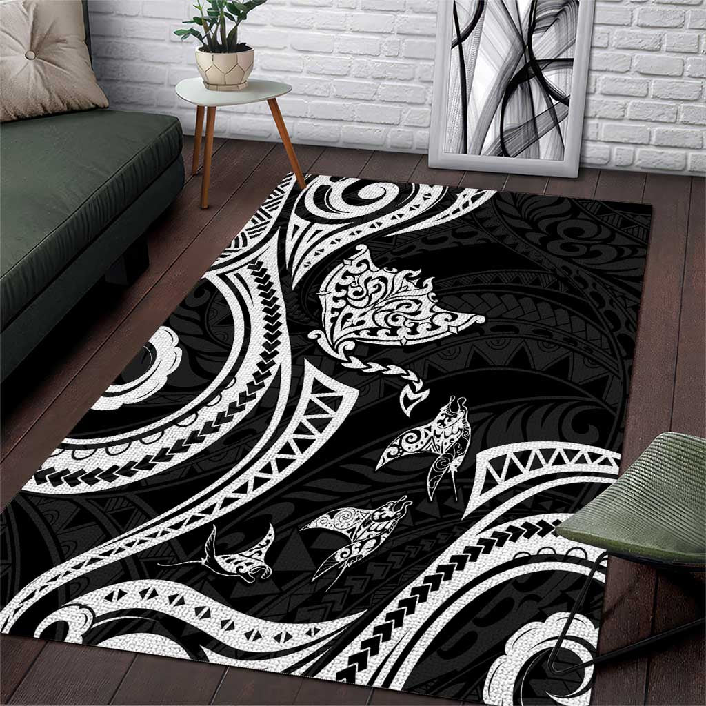 Hawaii Manta Ray Area Rug Polynesian Art Tattoo