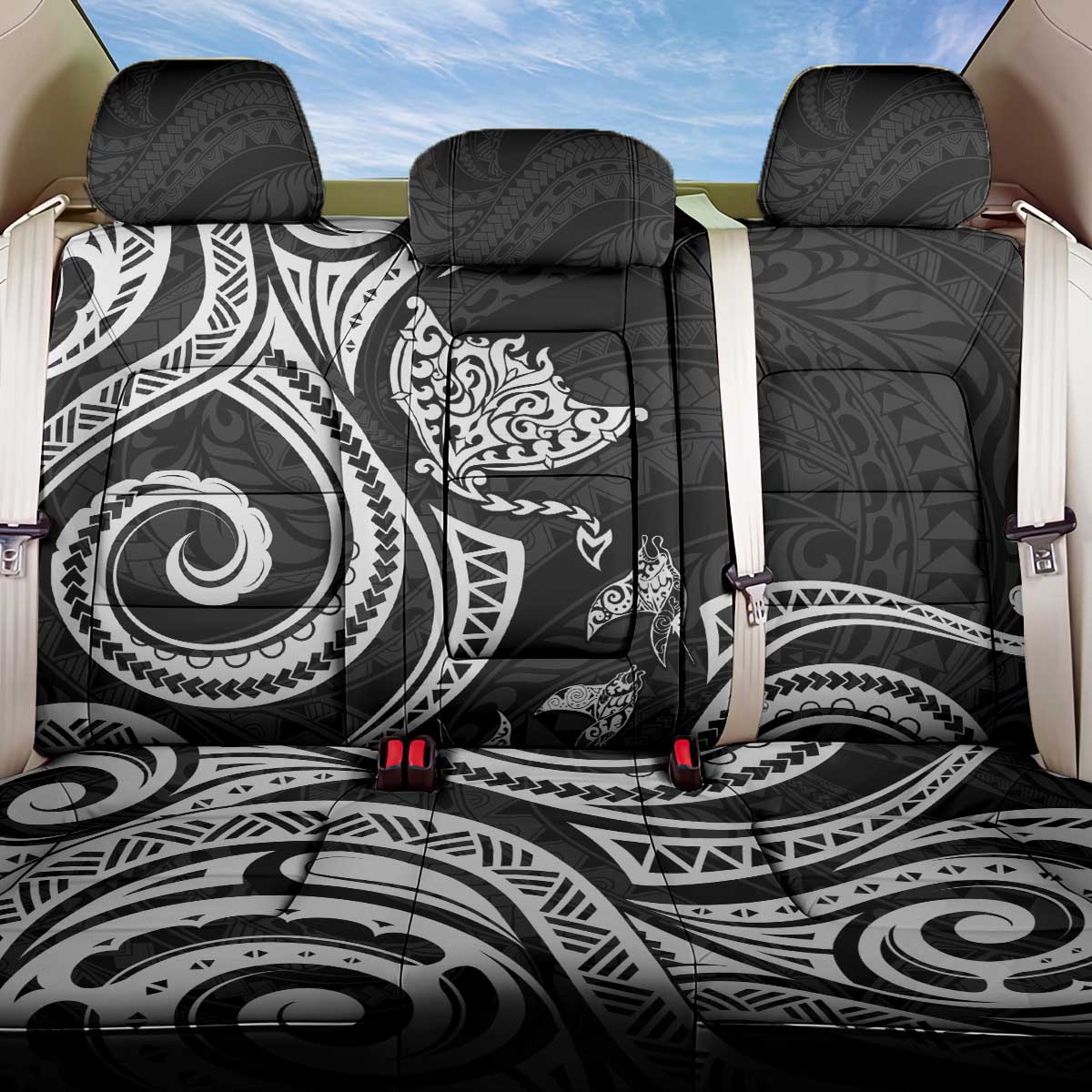 Hawaii Manta Ray Back Car Seat Cover Polynesian Art Tattoo