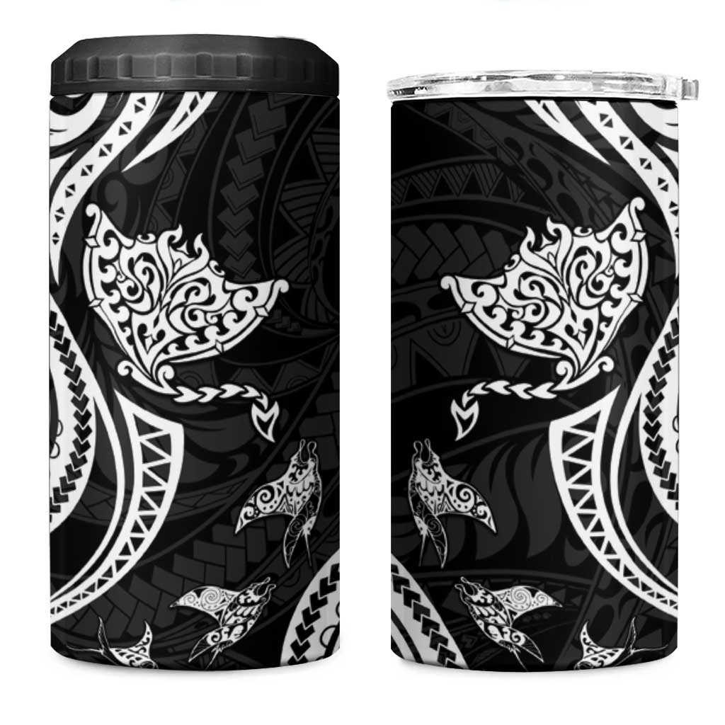 Hawaii Manta Ray 4 in 1 Can Cooler Tumbler Polynesian Art Tattoo