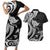 Hawaii Manta Ray Couples Matching Short Sleeve Bodycon Dress and Hawaiian Shirt Polynesian Art Tattoo