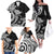 Hawaii Manta Ray Family Matching Off The Shoulder Long Sleeve Dress and Hawaiian Shirt Polynesian Art Tattoo