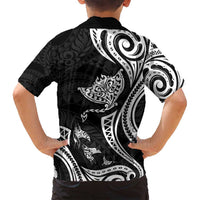 Hawaii Manta Ray Family Matching Tank Maxi Dress and Hawaiian Shirt Polynesian Art Tattoo