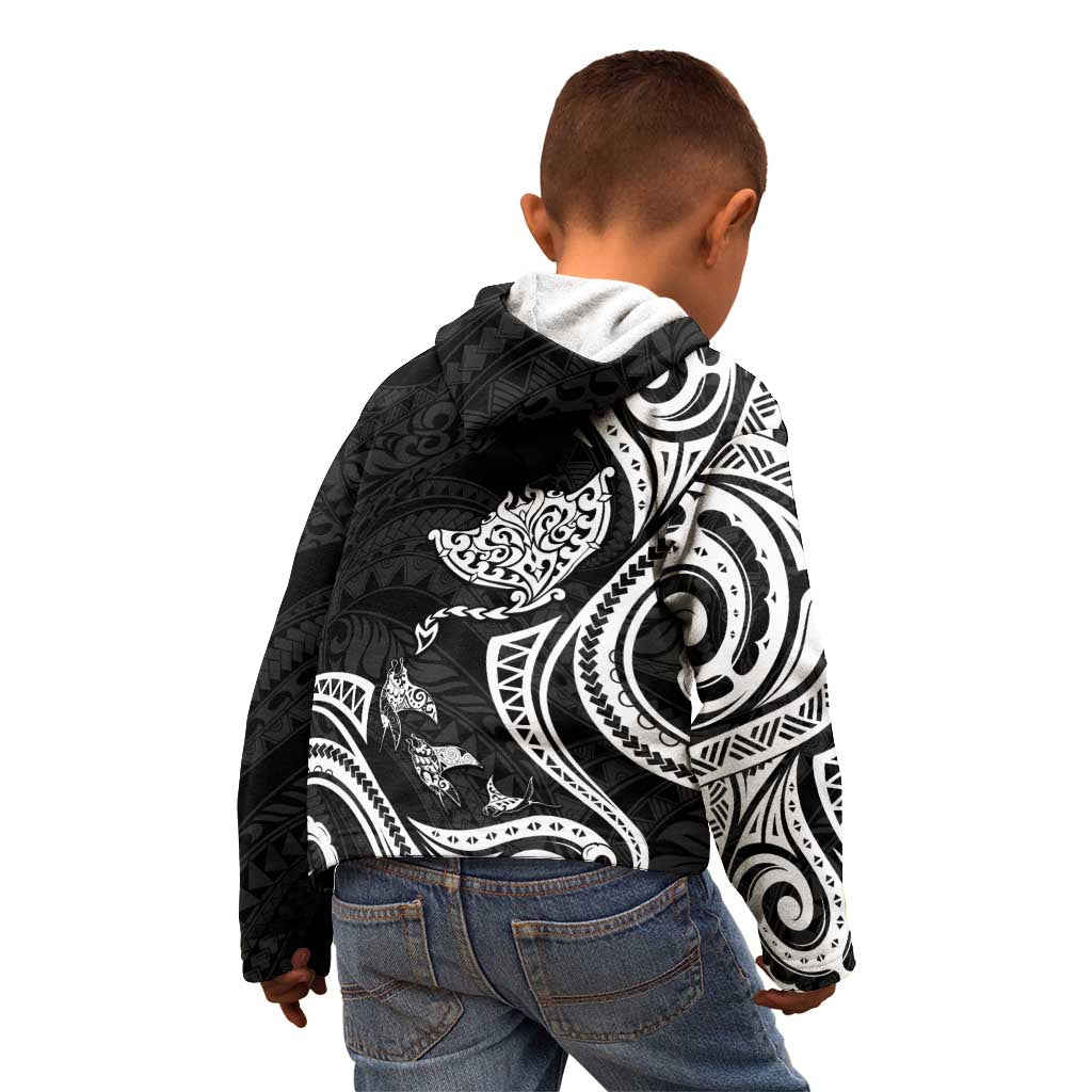 Hawaii Manta Ray Kid Hoodie Polynesian Art Tattoo