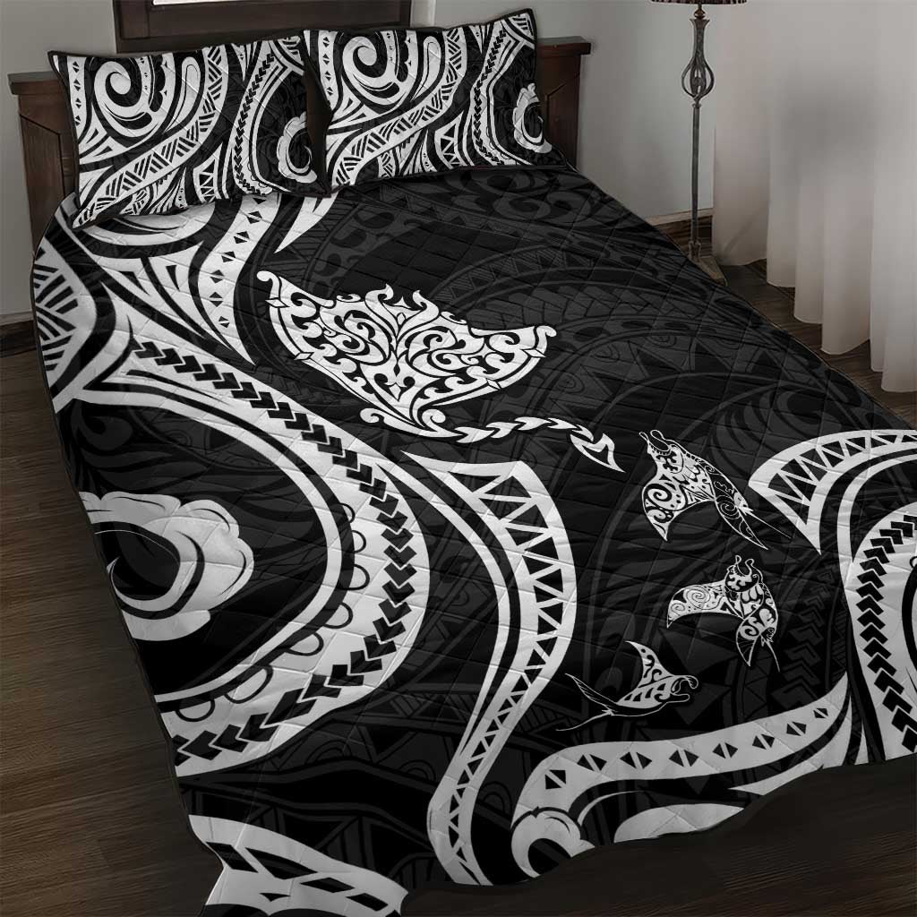 Hawaii Manta Ray Quilt Bed Set Polynesian Art Tattoo