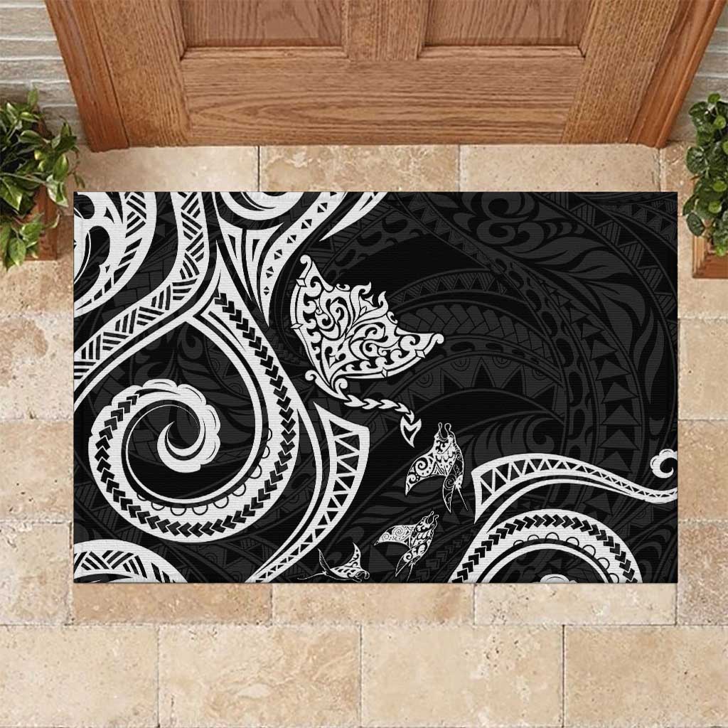 Hawaii Manta Ray Rubber Doormat Polynesian Art Tattoo