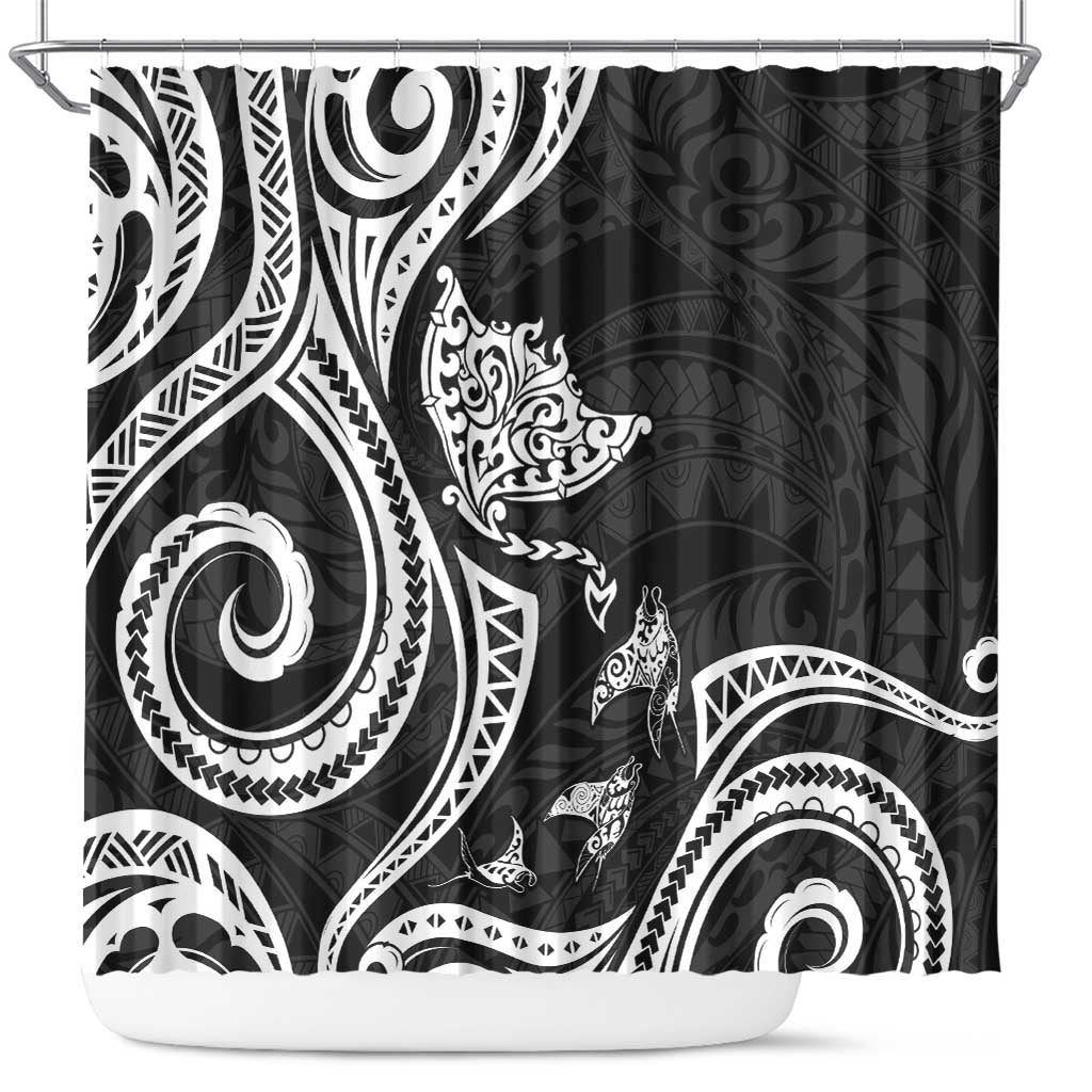 Hawaii Manta Ray Shower Curtain Polynesian Art Tattoo