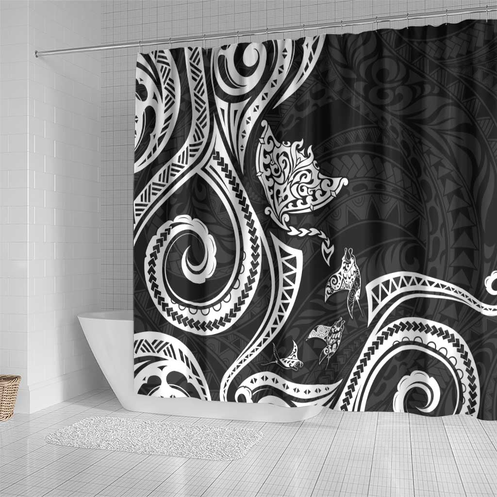 Hawaii Manta Ray Shower Curtain Polynesian Art Tattoo