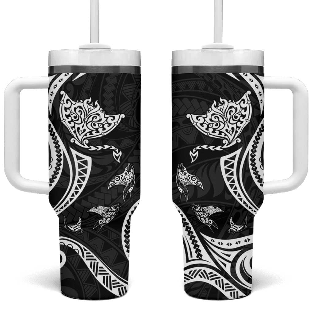 Hawaii Manta Ray Tumbler With Handle Polynesian Art Tattoo