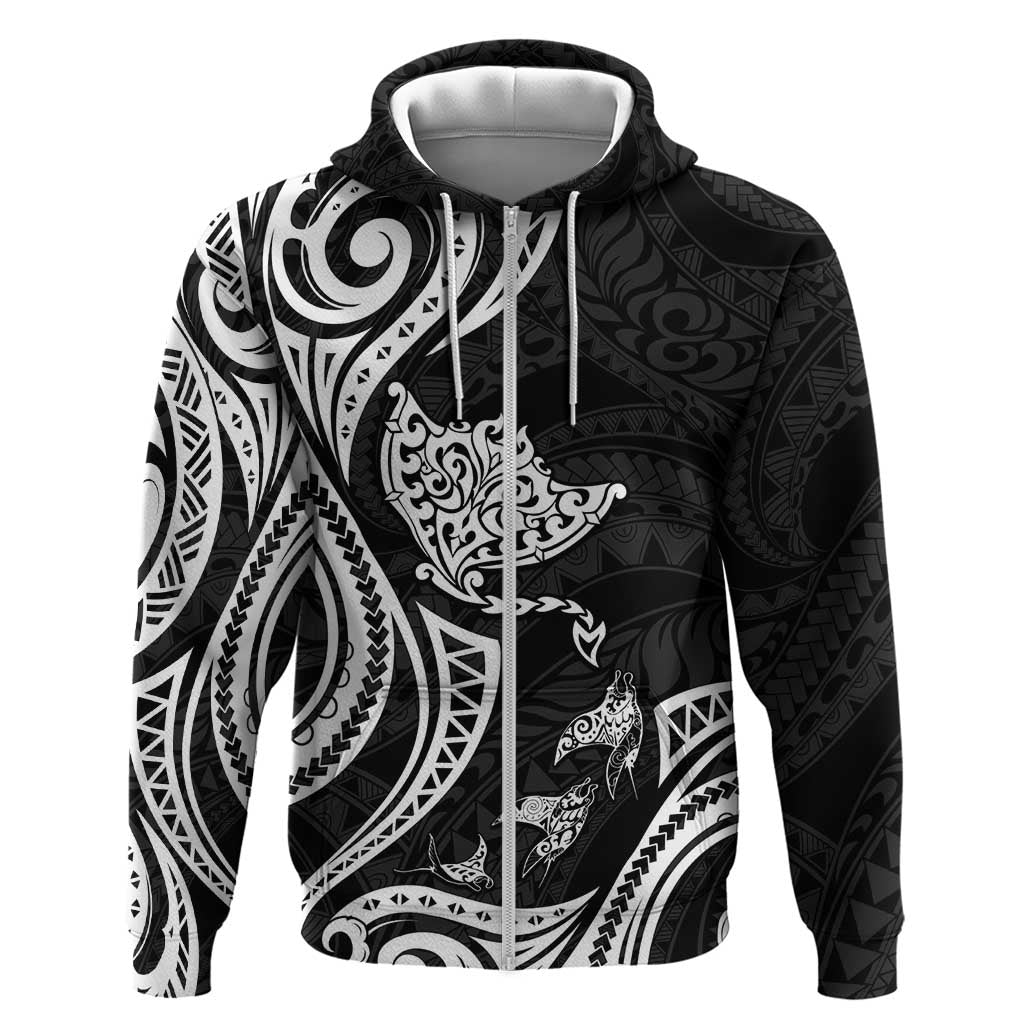 Hawaii Manta Ray Zip Hoodie Polynesian Art Tattoo