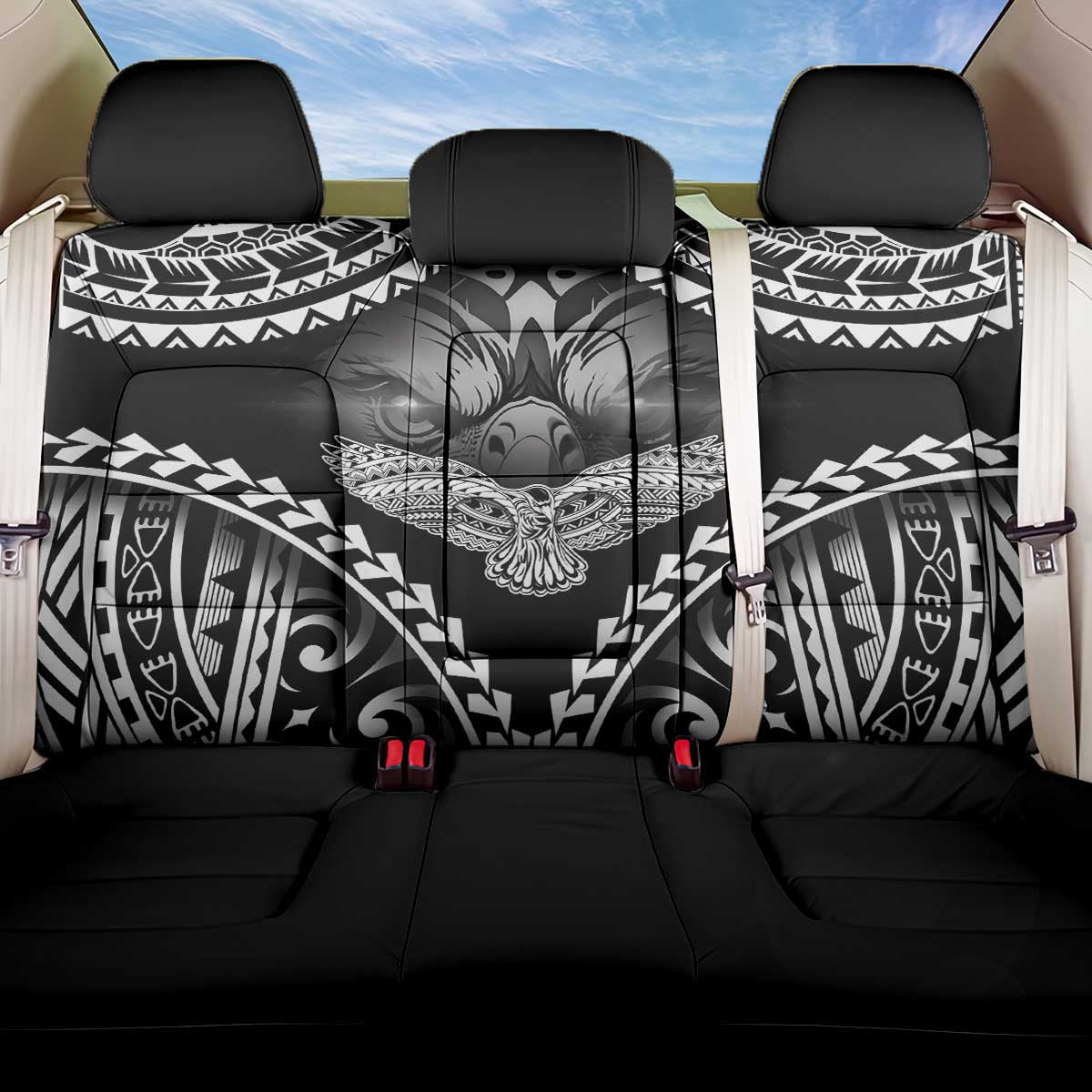 Hawaiian Hawk Back Car Seat Cover Polynesian Pattern Style