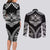 Hawaiian Hawk Couples Matching Long Sleeve Bodycon Dress and Long Sleeve Button Shirt Polynesian Pattern Style