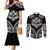 Hawaiian Hawk Couples Matching Mermaid Dress and Long Sleeve Button Shirt Polynesian Pattern Style