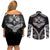 Hawaiian Hawk Couples Matching Off Shoulder Short Dress and Long Sleeve Button Shirt Polynesian Pattern Style