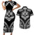 Hawaiian Hawk Couples Matching Short Sleeve Bodycon Dress and Hawaiian Shirt Polynesian Pattern Style