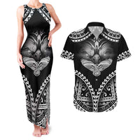 Hawaiian Hawk Couples Matching Tank Maxi Dress and Hawaiian Shirt Polynesian Pattern Style