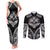 Hawaiian Hawk Couples Matching Tank Maxi Dress and Long Sleeve Button Shirt Polynesian Pattern Style