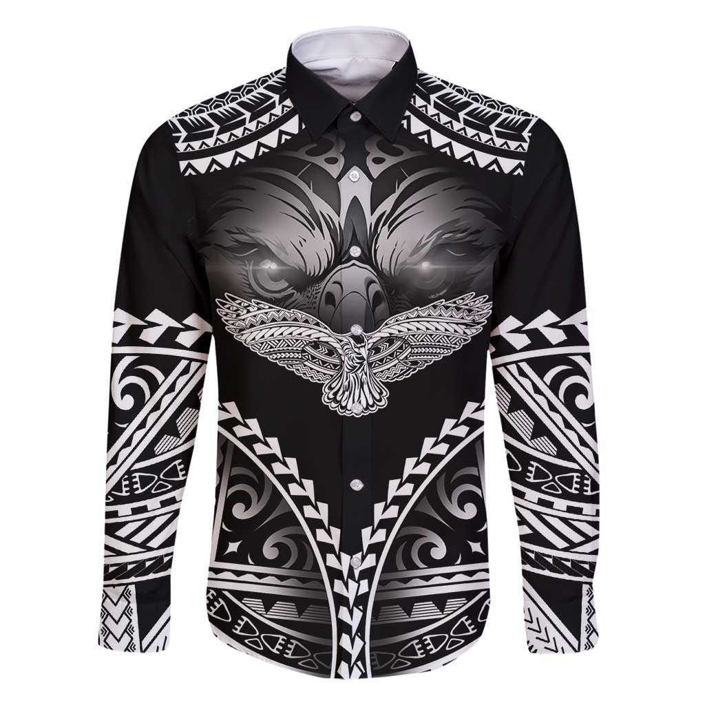 Hawaiian Hawk Family Matching Long Sleeve Bodycon Dress and Hawaiian Shirt Polynesian Pattern Style