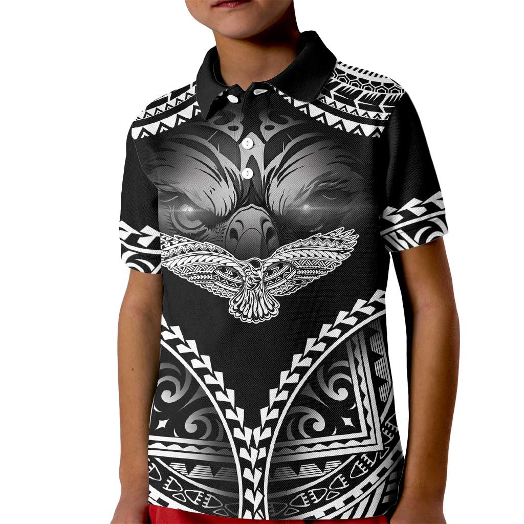 Hawaiian Hawk Kid Polo Shirt Polynesian Pattern Style