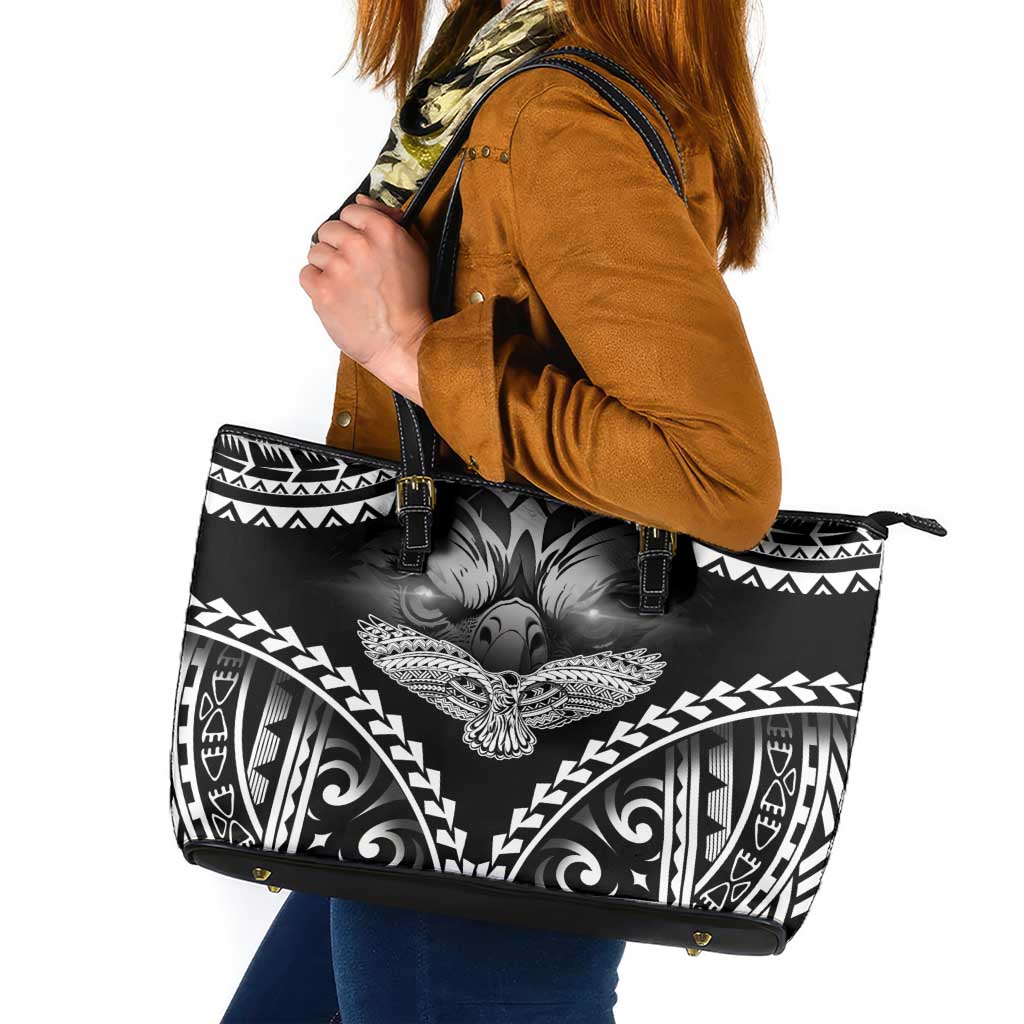 Hawaiian Hawk Leather Tote Bag Polynesian Pattern Style