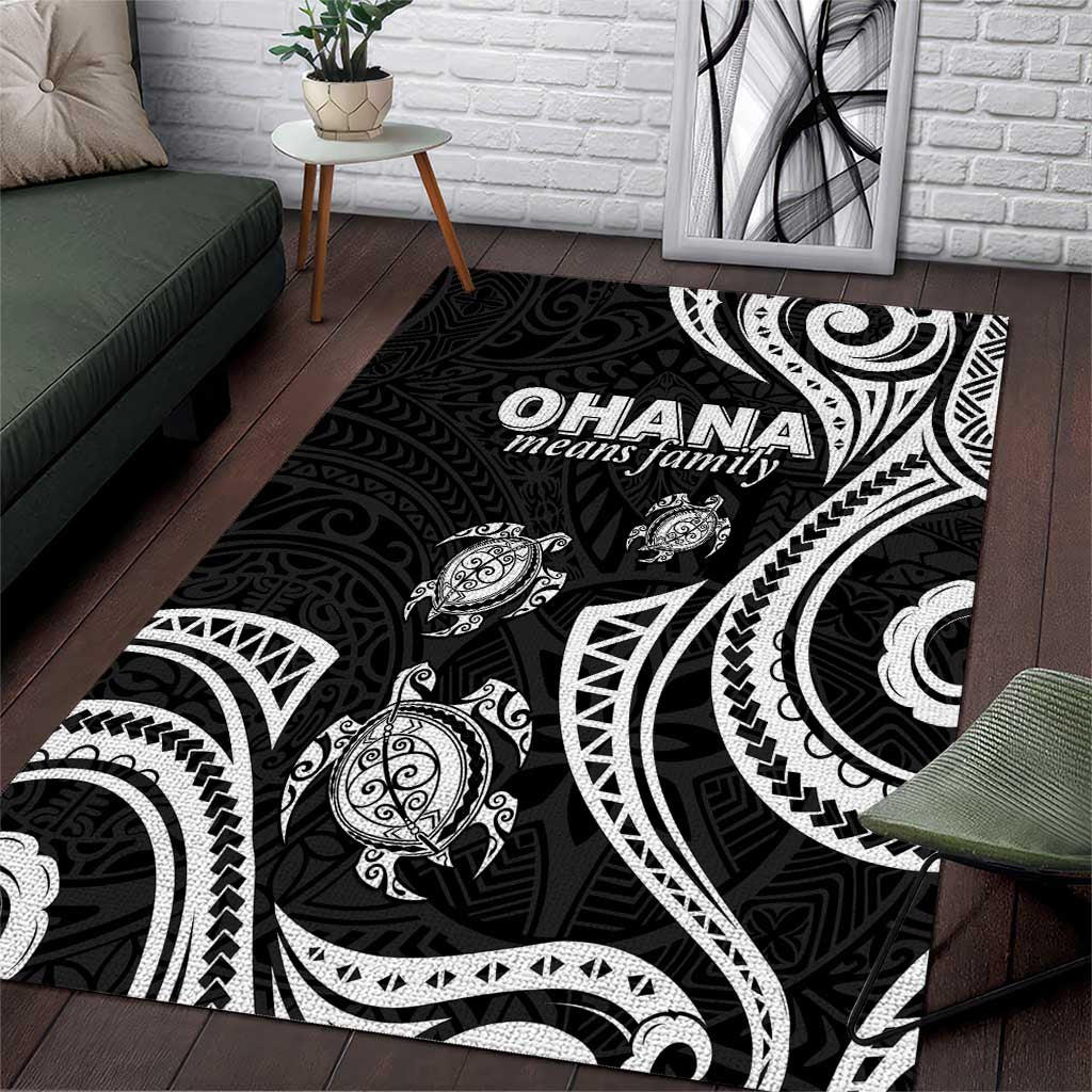 Hawaii Ohana Means Family Area Rug Sea Turtle Polynesian Style