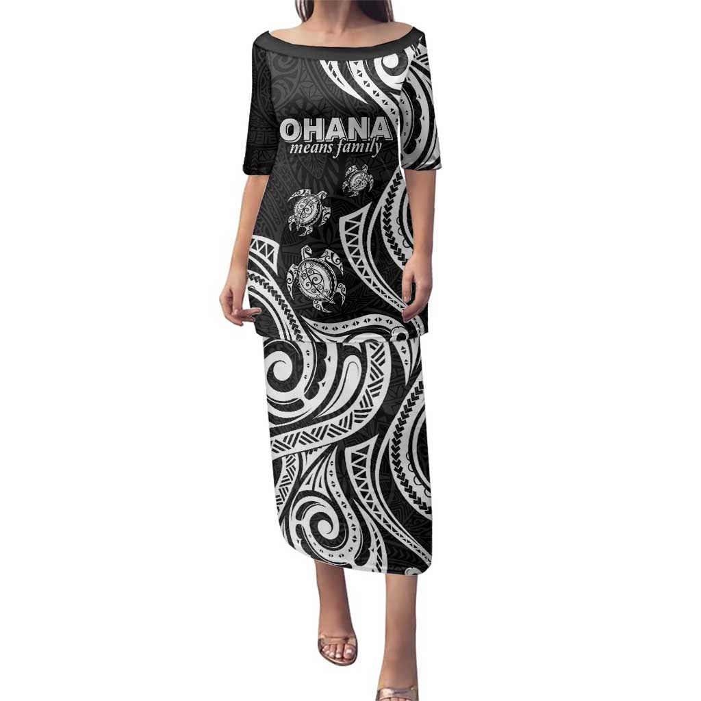 Hawaii Ohana Means Family Family Matching Puletasi and Hawaiian Shirt Sea Turtle Polynesian Style