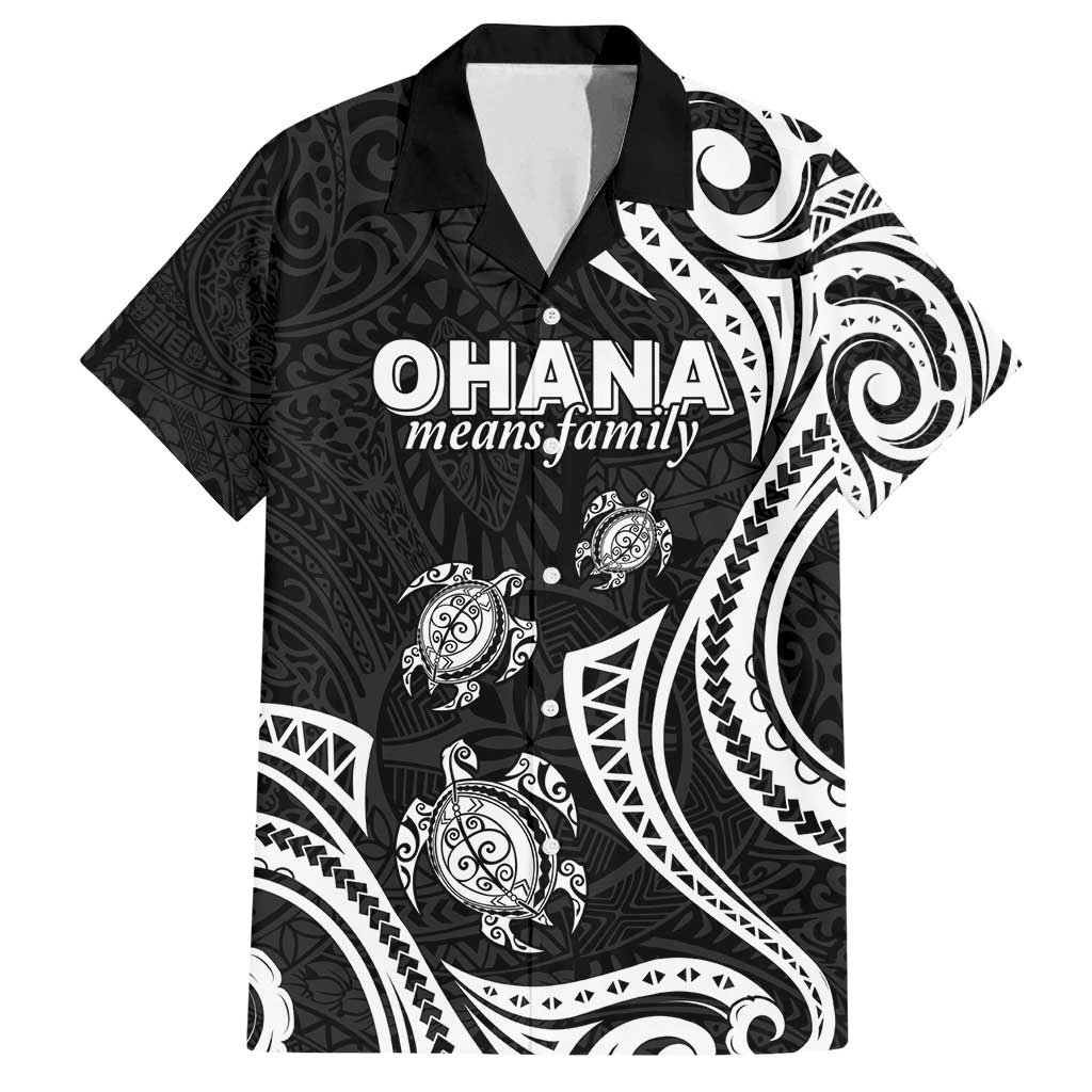 Hawaii Ohana Means Family Family Matching Tank Maxi Dress and Hawaiian Shirt Sea Turtle Polynesian Style
