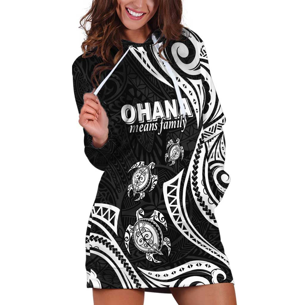 Hawaii Ohana Means Family Hoodie Dress Sea Turtle Polynesian Style