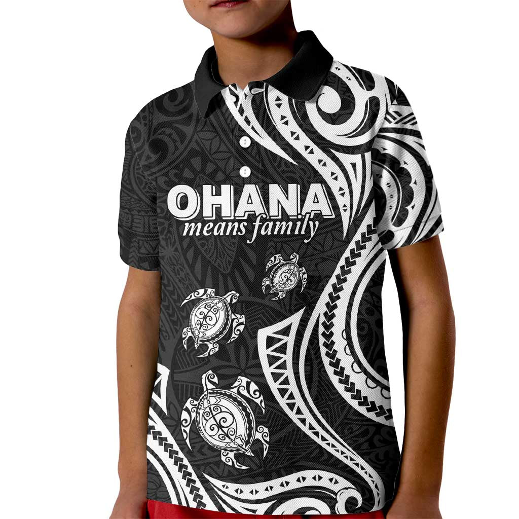 Hawaii Ohana Means Family Kid Polo Shirt Sea Turtle Polynesian Style